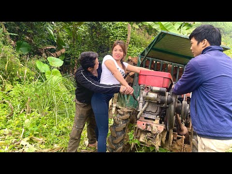 Talented girl: repairs and rescues a tractor stuck in the deep forest.