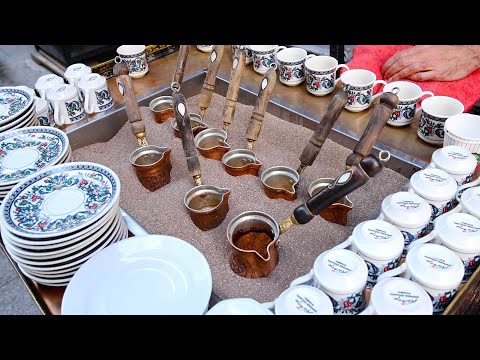 Coffee Lovers! Amazing Turkish Sand Coffee Making Process - Turkish Street Food