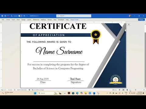 How to Design a Stylish Certificate in Microsoft Word| Full  Tutorial#certificatedesign #design 