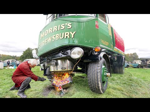 Starting Extremely Old but Powerful Steam Truck by Hand