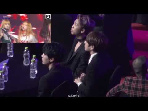 170222 BTS(방탄소년단) reaction to BLACKPINK(블랙핑크) Whistle + Play With Fire @GaonChartAwards2016