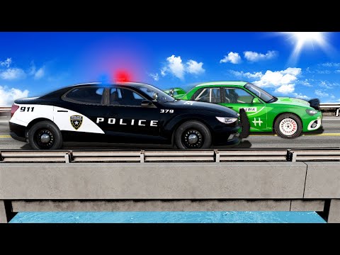 RACE ACROSS BRIDGE TO ESCAPE POLICE! (BeamNG)