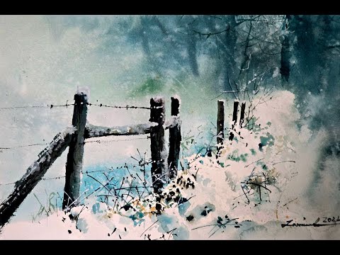 Watercolour Painting Tutorial : Snowy Scene