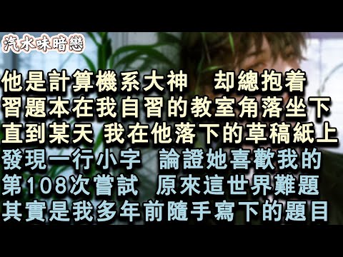 【青春限定】他是電腦系大神,卻總抱著習題本在我自習的教室角落坐下。直到某天,我在他落下的草稿紙上發現一行小字:論證她喜歡我的第108次嘗試。原來這世界難題其實是我多年前隨手寫下的#小說 #言情 #故事