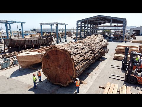 Inside the Wood Factory – The Process of Manufacturing Ships and Boats from Raw Logs (Full Process)