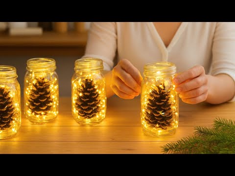 Genius! Look What I Made With Glass Jars and Pine Cones! BEAUTIFUL CHRISTMAS IDEA!