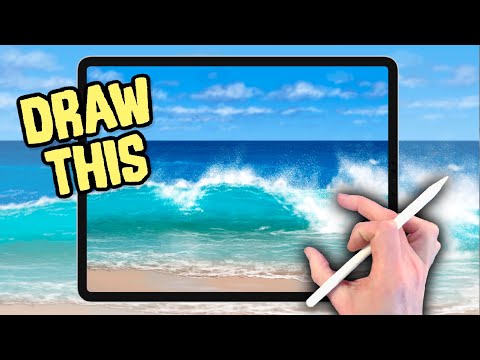 Beach Sea Wave iPad drawing tutorial in Procreate