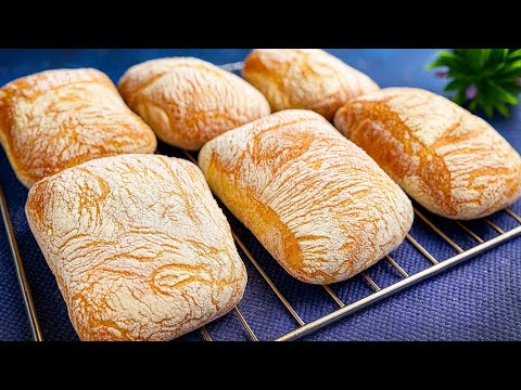 CIABATTA bread: 3 glasses❗Italian bread❗Liquid dough, quick and easy.