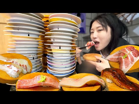 (Sub) How Many Sushi Do You Think I Ate This Time? Conveyor Belt Sushi Mukbang🍣