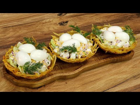 "Capercaillie's Nest" Salad. How to serve it individually to guests at a party? A step-by-step re...