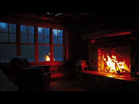 LIVE 4K Rainstorm Fireplace Sounds — No Music, Natural Ambience