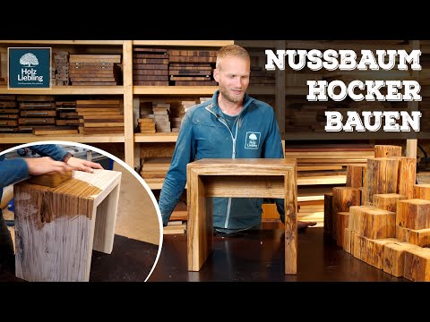 Build your own walnut stool - waterfall stool with all-round grain | DIY wood favorite