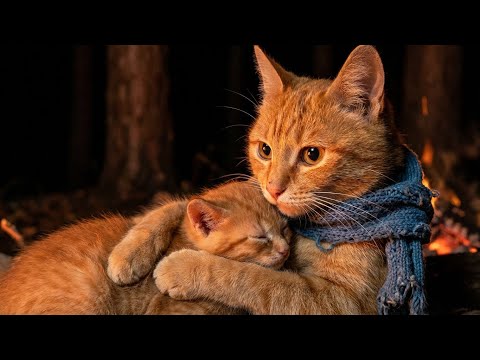 Mama Cat Saves Kitten on Their First Camping Night | Heartwarming Cat Story