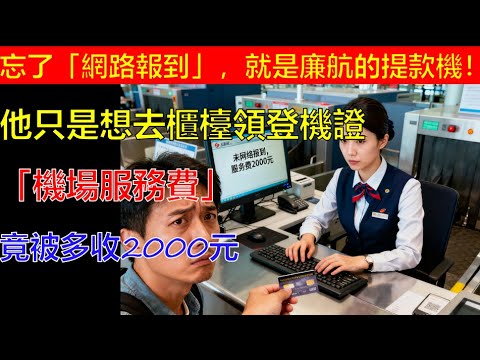 忘了「網路報到」，就是廉航的提款機！他只是想去櫃檯領登機證，竟被多收2000元「機場服務費」！#生活經驗 #生活小技巧 #科普 #出行