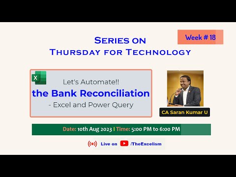 Automation of Bank Reconciliation using Excel and Power Query - Thursday for Technology # 18