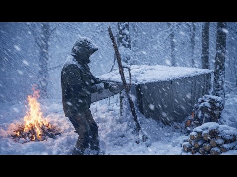 No Tent, No Sleeping Bag – Extreme Winter Survival in Bad Weather (Of -10) Winter Camping