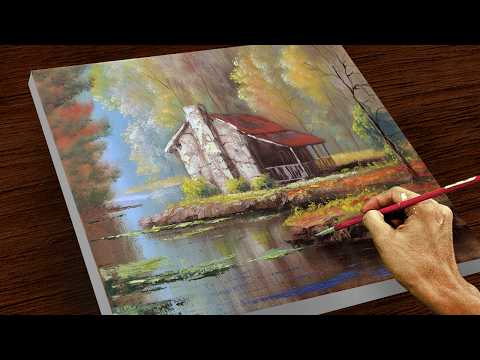 How to Paint Cabin in the River in Oil | Time-lapse | JMLisondra