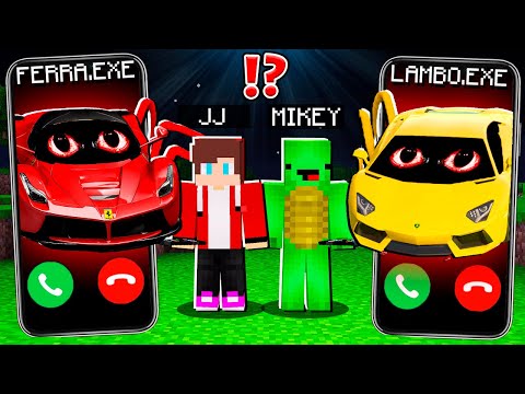 Why FERRARI MONSTER vs MONSTER LAMBORGHINI CALLING to JJ and MIKEY at 3AM ? Minecraft Maizen