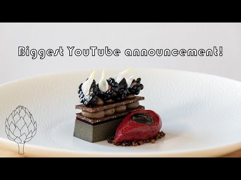 Black sesame seed praline & blackberry dessert