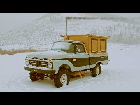 Classic Truck Hot Tent Camper Ice Fishing, Firebox Stove Jambalaya & Blizzard Camping with Maggie