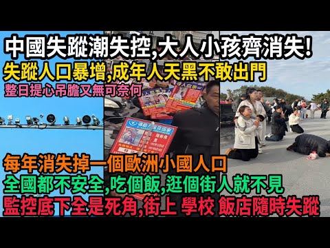 亂世中共,中國失蹤潮失控,大人小孩齊消失,全國都不安全,吃個飯 逛個街人就不見,失蹤人口暴增,成年人晚上不敢出門,監控底下全是死角,每年消失掉一個歐洲小國人口,中共力推柬埔寨免簽遊,#中国