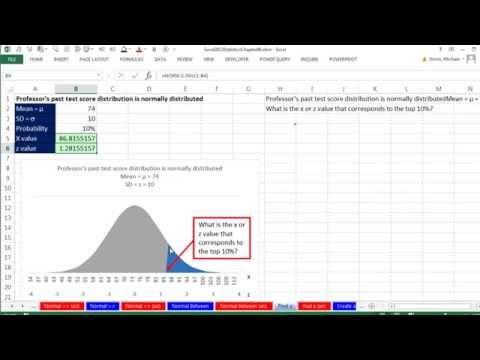 Excel 2013 Statistical Analysis #39: Probabilities for Normal (Bell) Probability Distribution