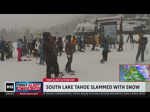 Some hit the slopes as South Lake Tahoe gets slammed with snow