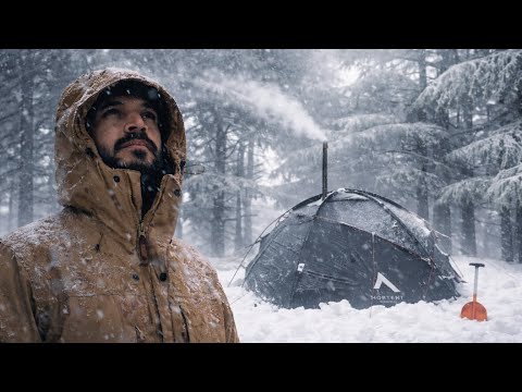 From Calm to Chaos | Alone in a Hot Tent Snowstorm