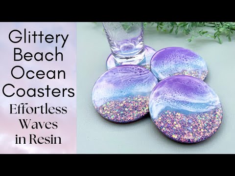 Glittery Beach Ocean Coasters Tutorial - Effortless Waves in Epoxy Resin