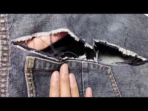 Learn how to invisibly fix a hole in jeans / Keep your jeans