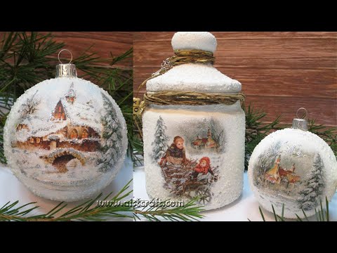 EASY CHRISTMAS ORNAMENTS DIY ❄️ IDEAS TO RECYCLE GLASS JAR  ❄️ SNOW EFFECT BAUBLES Kitchen Decor