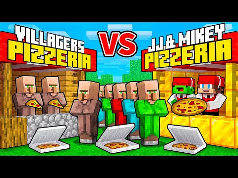JJ and Mikey vs VILLAGERS Pizzeria Battle in Minecraft - Maizen