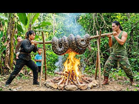 Saving My Goat from a Massive Python! Intense Jungle Survival Moment  - SURVIVAL ALONE