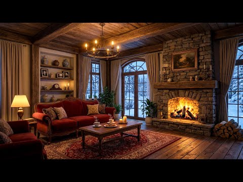 Snowy Evening Ambience ❄️ Gentle Piano for Focus, Reading & Relaxation