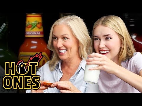 Mia and Mama Maples Eat The World's Spiciest Wings | Hot Ones