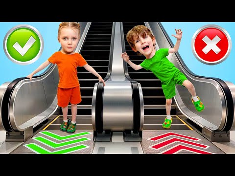🛗 Safe Escalator Rides for Kids | Learning with Alex & Dasha