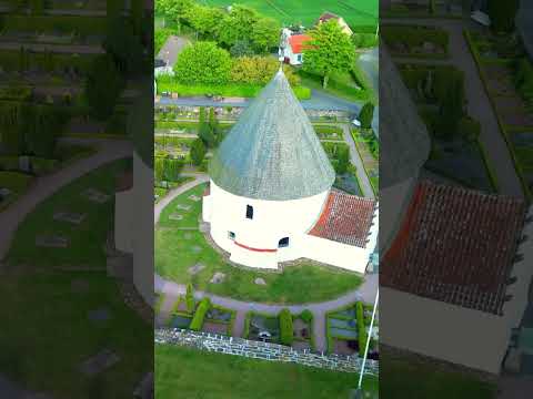 Bornholm's Round Churches from above: Ny Kirke, Østerlars Kirke, and St. Ols Kirke ⛪