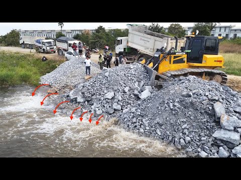 Huge Land Reclamation Project | Dozer Pushing Stone Transforming Lake to Land | Weekly Combination
