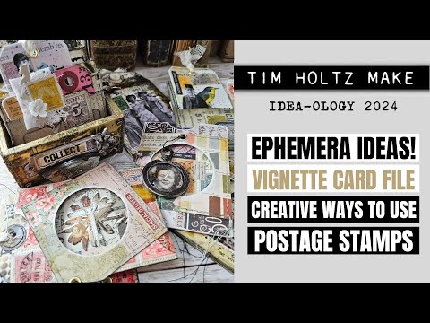 EPHEMERA IDEAS! CREATIVE WAYS TO USE POSTAGE STAMPS - VIGNETTE CARD FILE [TIM HOLTZ IDEA-OLOGY]