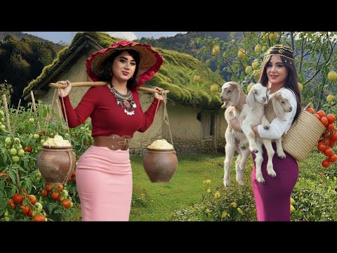 Village Girls Alone in the Mountains | Making Butter and Bread in the Style of Shepherd Nomads
