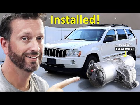 Making a Jeep Grand Cherokee 2X Faster with mounting a Tesla Motor!