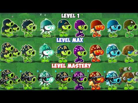 All Pea & Mega Gatling Plants Level 1 vs Max Level vs M200 - Who Will Win? - Pvz 2 Plant vs Plant