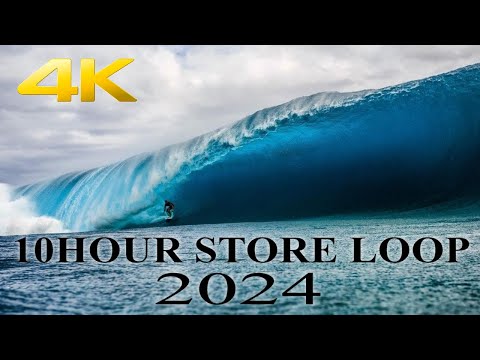 🔵4k (ASMR) 2024 - 10 Hour Store Loop - Pipeline and Teahupo'o - With Relaxing Music☑️