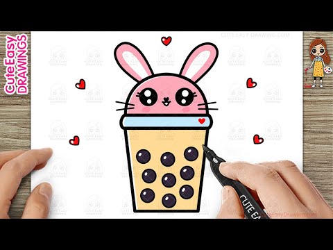 How to Draw a Cute Easy Boba Tea / Bubble Chocolate Tea for Kids Step by Step