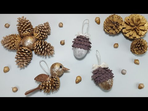 Manualidades navideñas con piñas de pino🌲✨ arbolito decorativo, adornos para el árbol