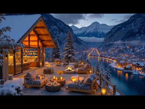 Cozy Winter Night Jazz at the Snowy Café Terrace ❄️Soft Snowfall & Warm Ambience for Deep Relaxation