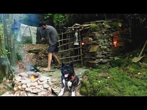 3 Days Solo Survival Camping in Rain Forest. Building Warm BUSHCRAFT SHELTER. Thunder, Cooking