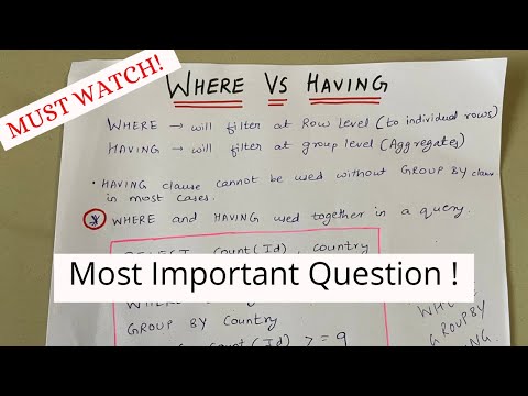Difference Between WHERE and HAVING in SQL With Examples | Most Important Interview Question