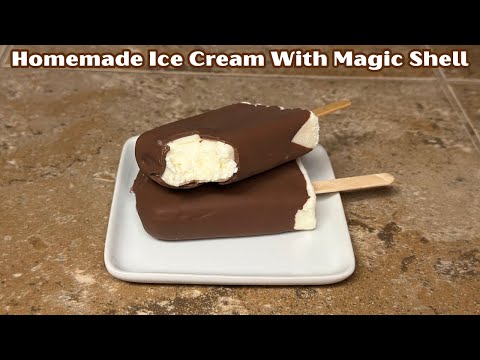 Homemade Vanilla Ice Cream With Magic Shell