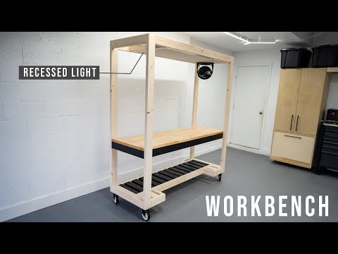 DIY workbench with built in light // DIY Woodworking